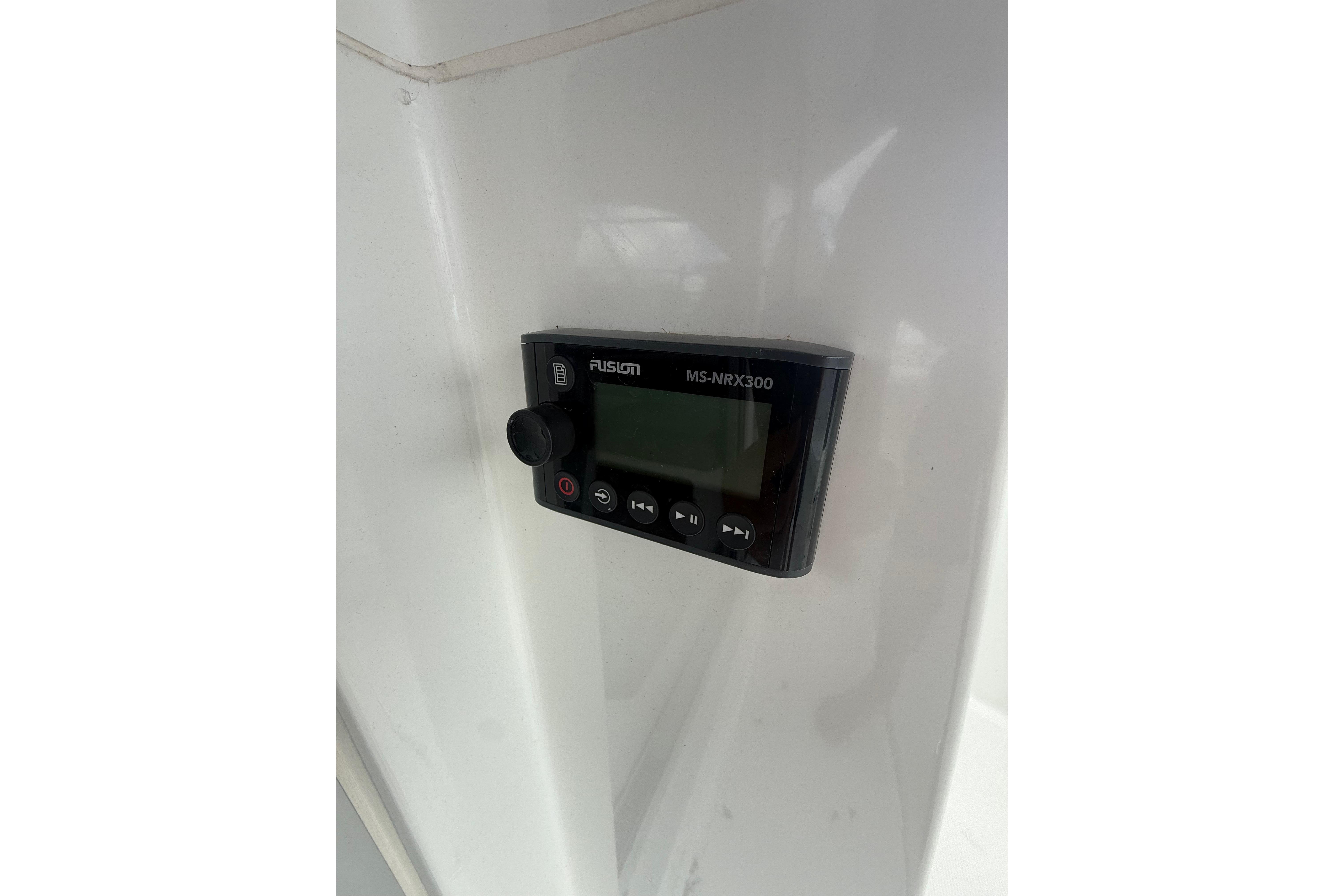 Fusion MS-NRX300 marine stereo on 2019 Beneteau Antares 23 boat.