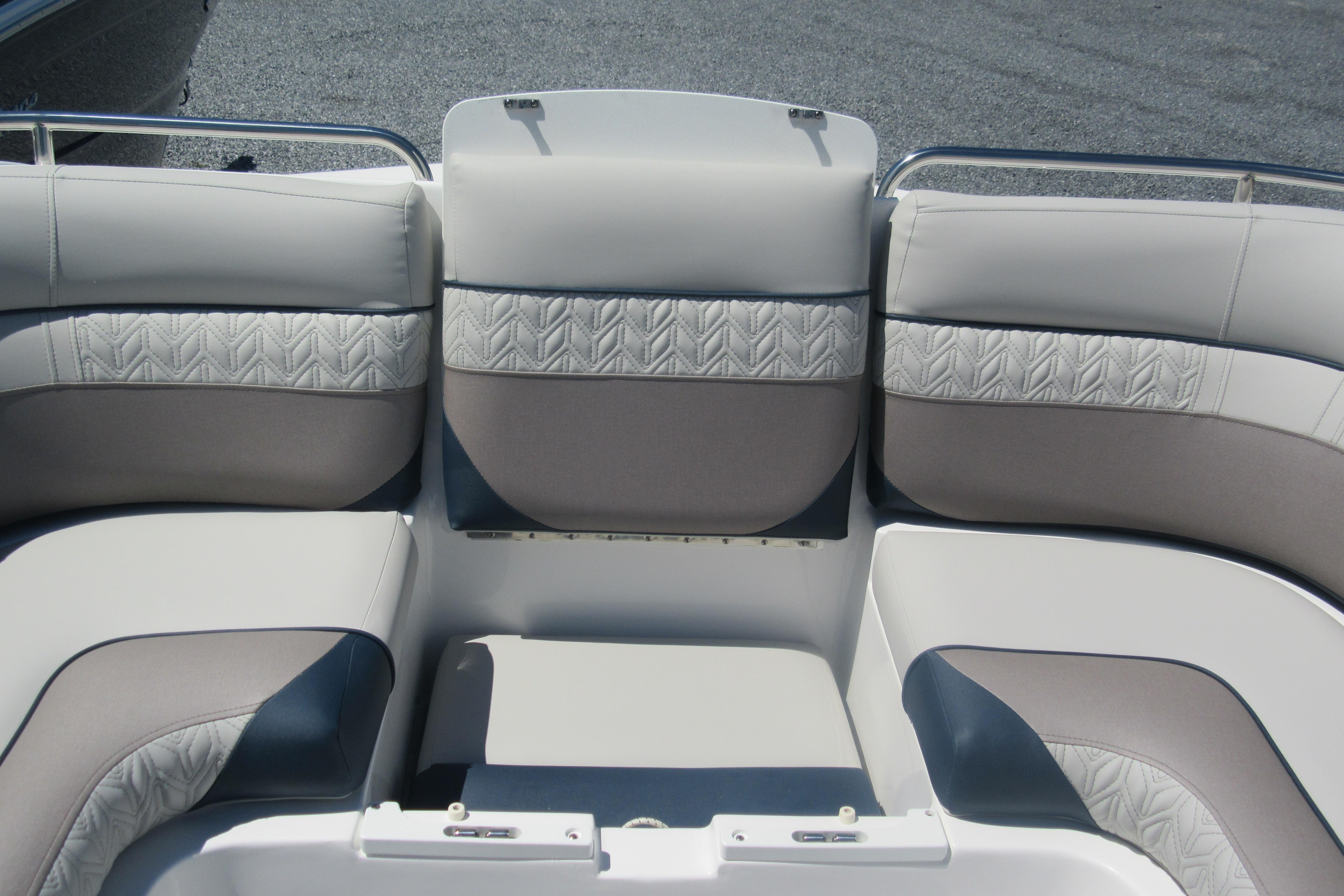 2027 Hurricane SunDeck 2486 OB boat seating with elegant upholstery design.