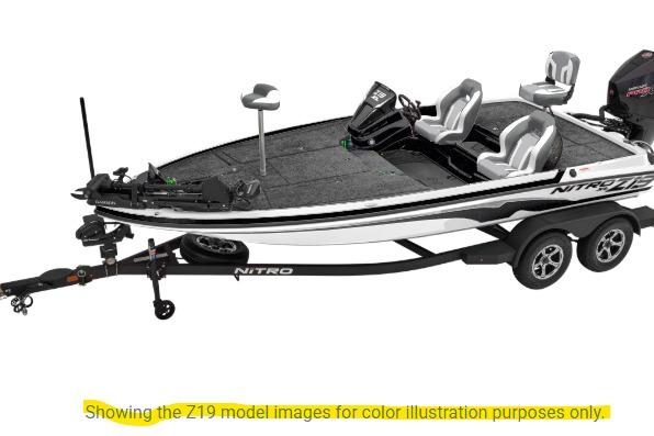 Nitro Z17 2026 fishing boat with trailer, featuring sleek design and dual seating.