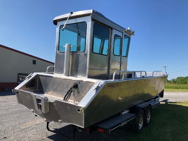 2026 Workboat Bayview Boats Landing Craft with a sturdy aluminum hull on a trailer.