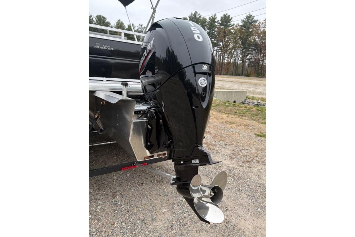 2026 Sun Tracker Party Barge 22 RF XP3 with Mercury outboard motor.