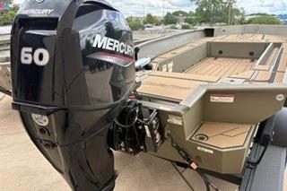 2026 Tracker Grizzly 1756 T Marsh boat with Mercury 60 outboard motor.