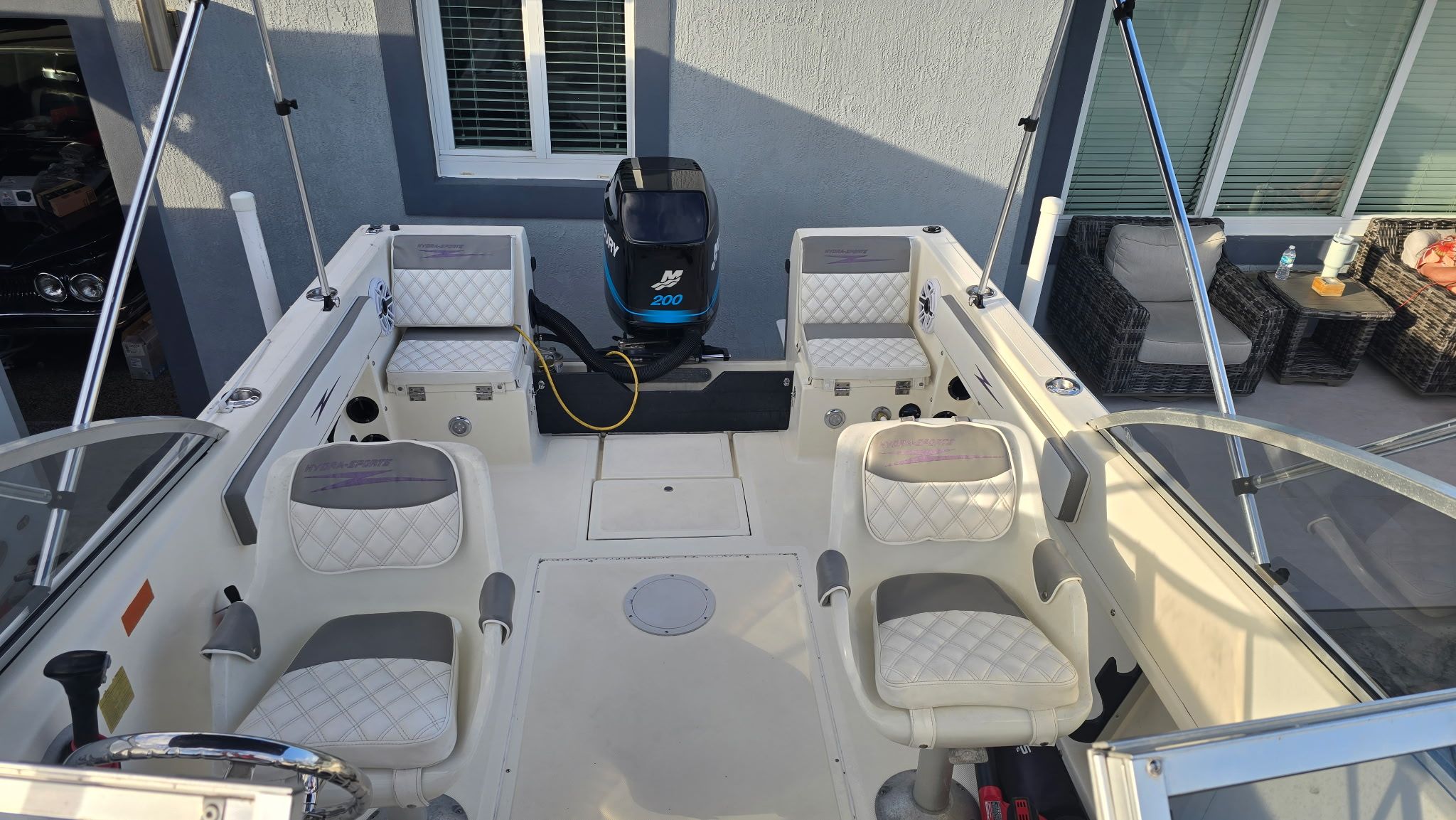 Interior view of a 1991 Hydra-Sports DC 2000 boat with four seats.