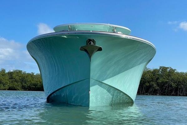 2025 Mag Bay 43 Center Console boat on calm water.