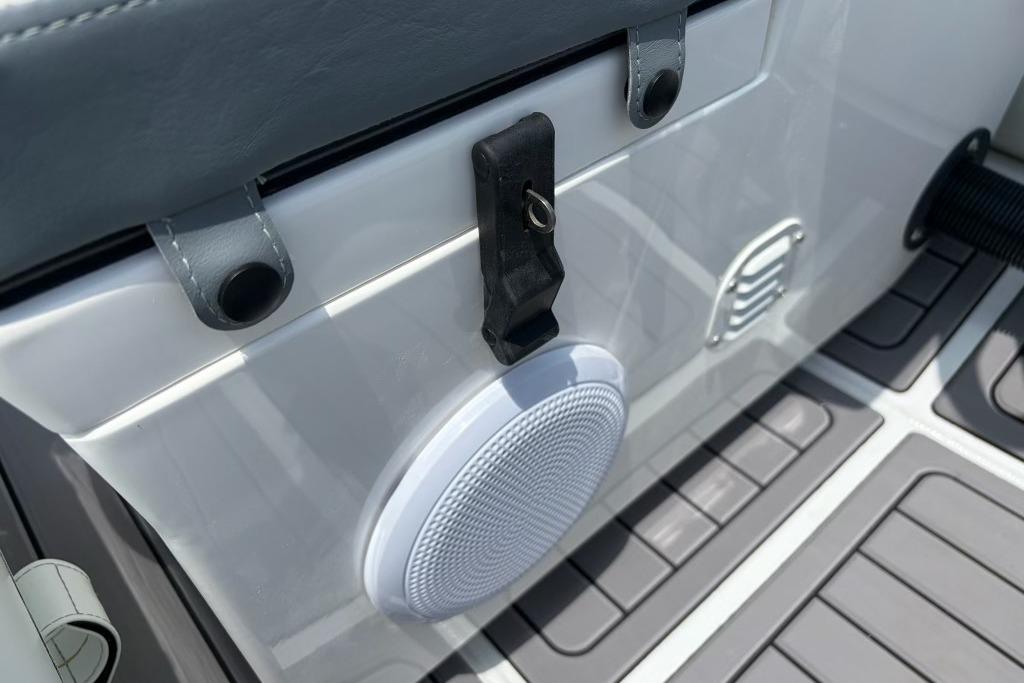 Highfield Classic 360 boat interior, featuring speaker and seating details, 2026 model.