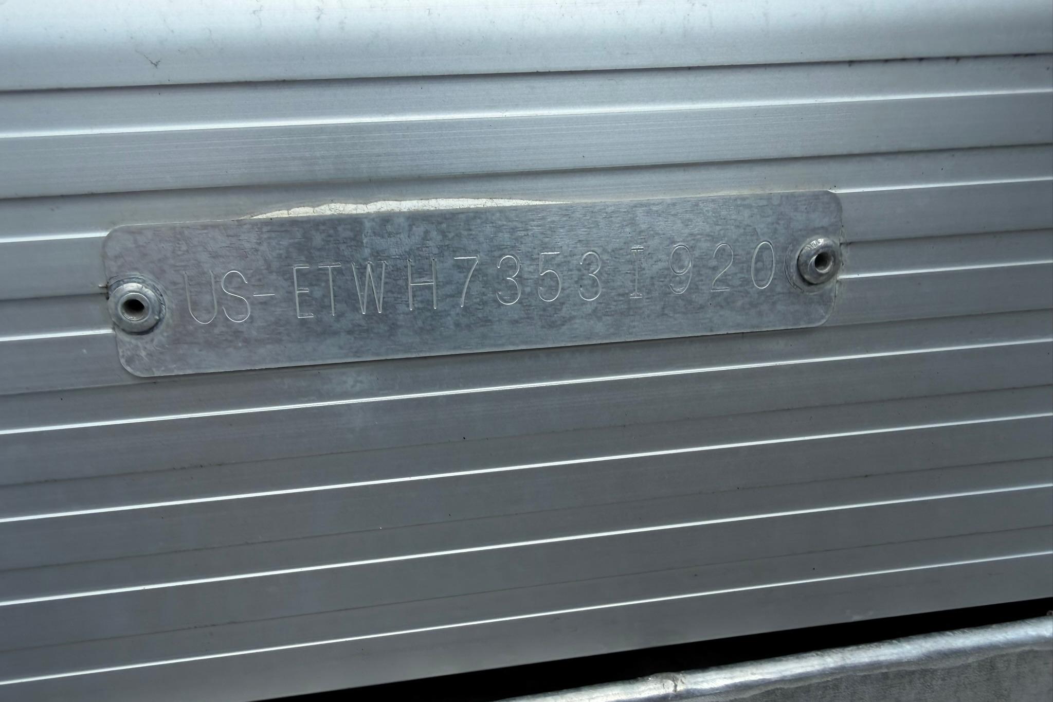 2020 Bennington SX 22 SFX boat identification plate with serial number.