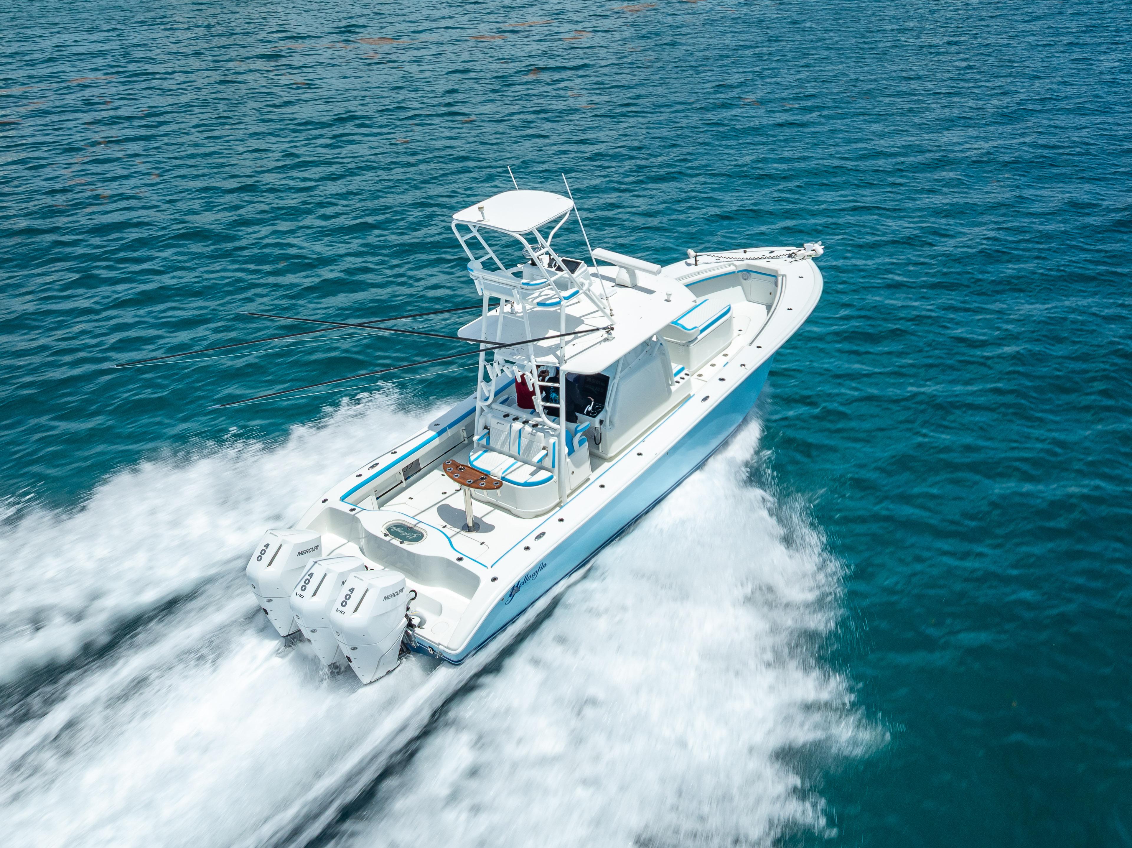 2016 Yellowfin 39 Offshore boat cruising on open blue water.