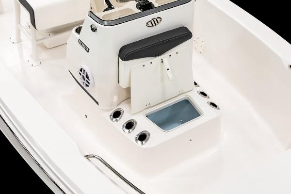 Manufacturer Provided Image: 2026 Robalo R160 Center Console boat interior with seating and storage features.