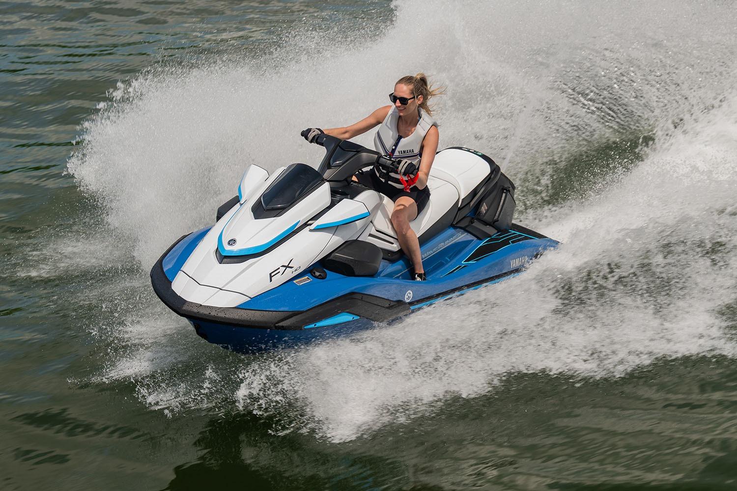 Manufacturer Provided Image: 2026 Yamaha WaveRunner FX HO jet ski speeding on water with rider.