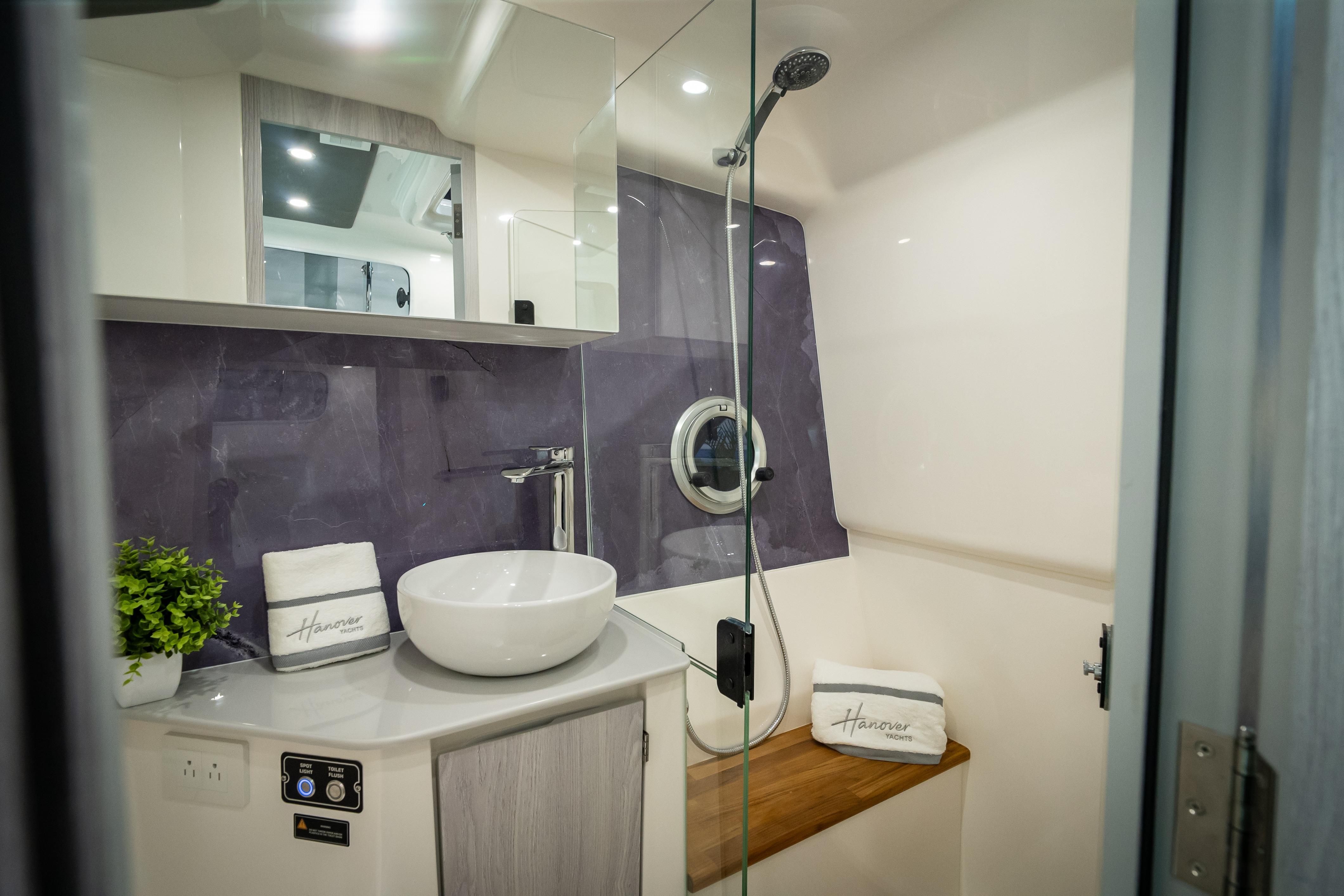 Modern bathroom in 2026 Hanover 347 model, featuring sleek design and elegant fixtures.