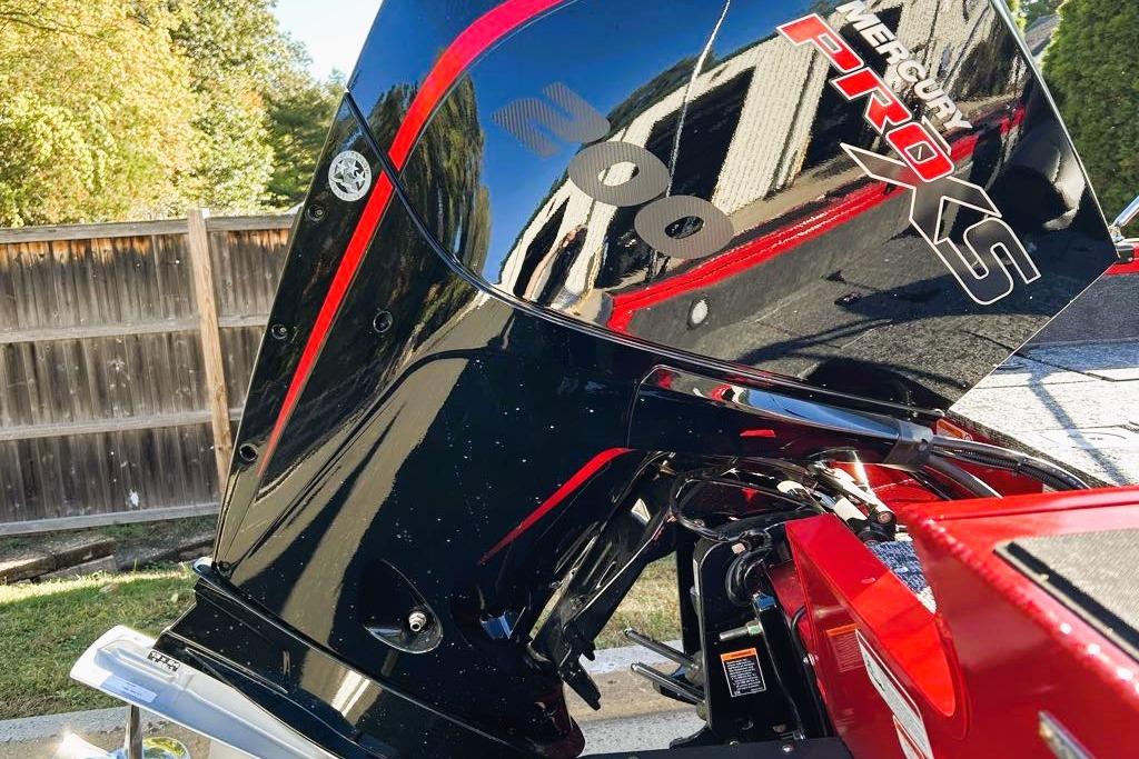 2026 Tracker Targa V-19 Combo with Mercury Pro XS engine, outdoors.