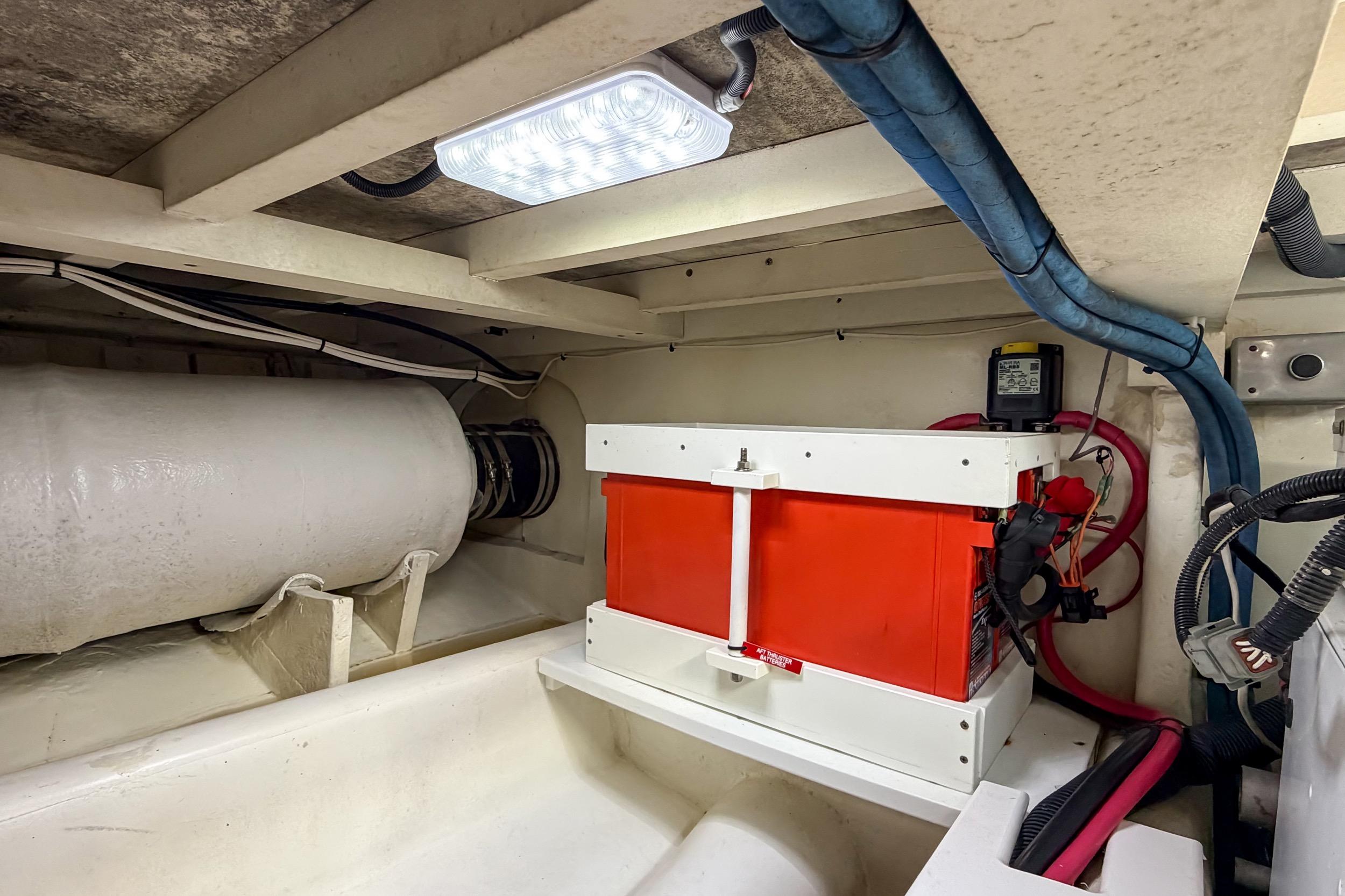 Engine room of 1970 Hargrave Yachtfisher with visible wiring and equipment.