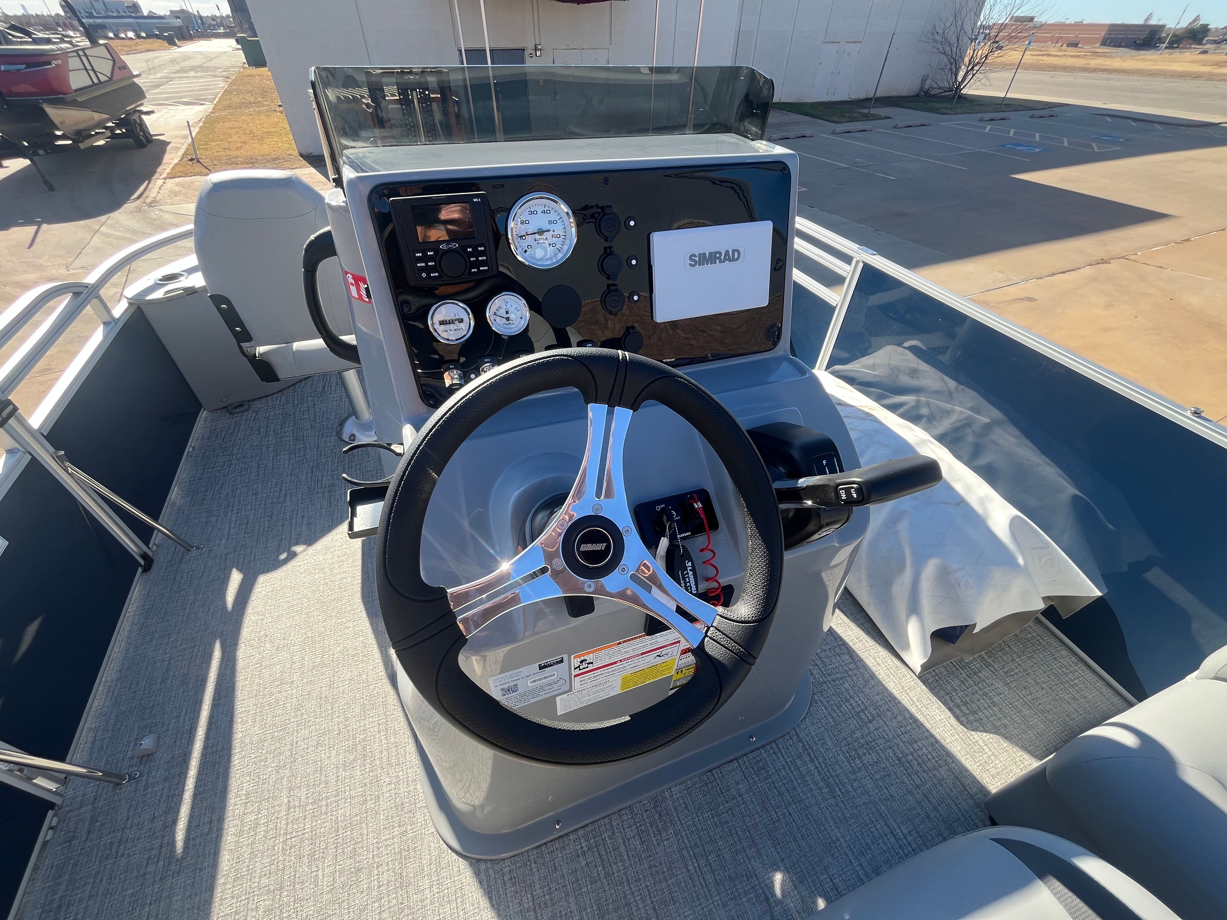 2026 Landau Alure 21CC Fish helm with Simrad display.