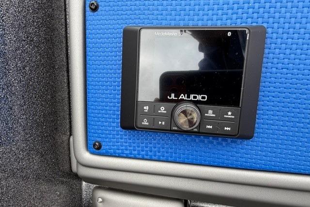JL Audio system in 2025 Ranger 1850MS boat, featuring a sleek blue panel design.