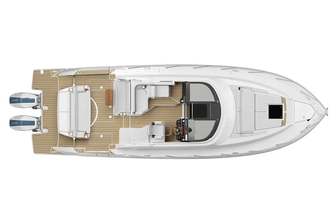 Manufacturer Provided Image: Top view of 2026 Tiara Yachts 39 LE luxury boat layout with twin engines.