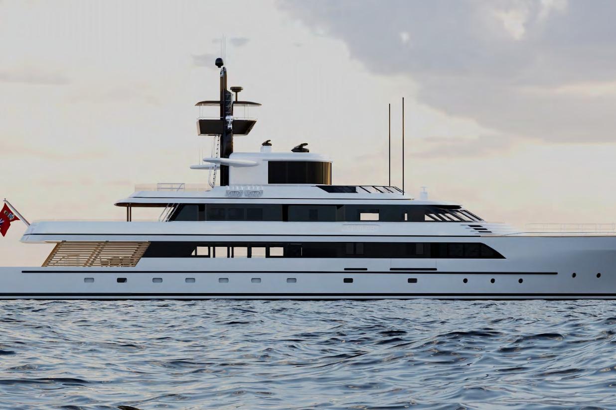Luxurious 1988 Feadship Twin Screw Diesel Yacht on calm waters at sunset.