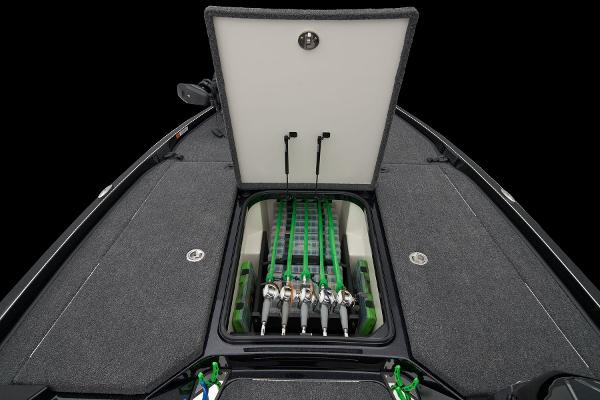 Manufacturer Provided Image: 2025 Ranger Z519R boat with open storage compartment lid.