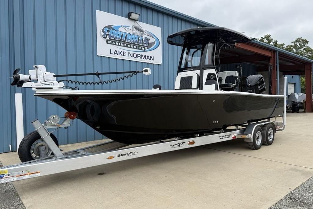 2026 Tidewater 2500 Carolina Bay boat on trailer at Foothills Marine Center.