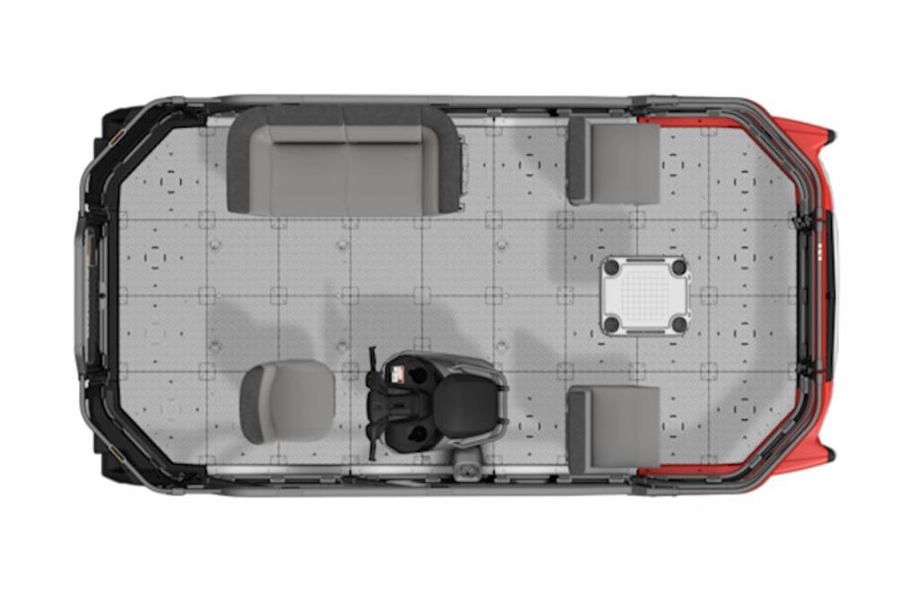 Top view of 2026 Sea-Doo Switch Compact deck layout with seating and controls.