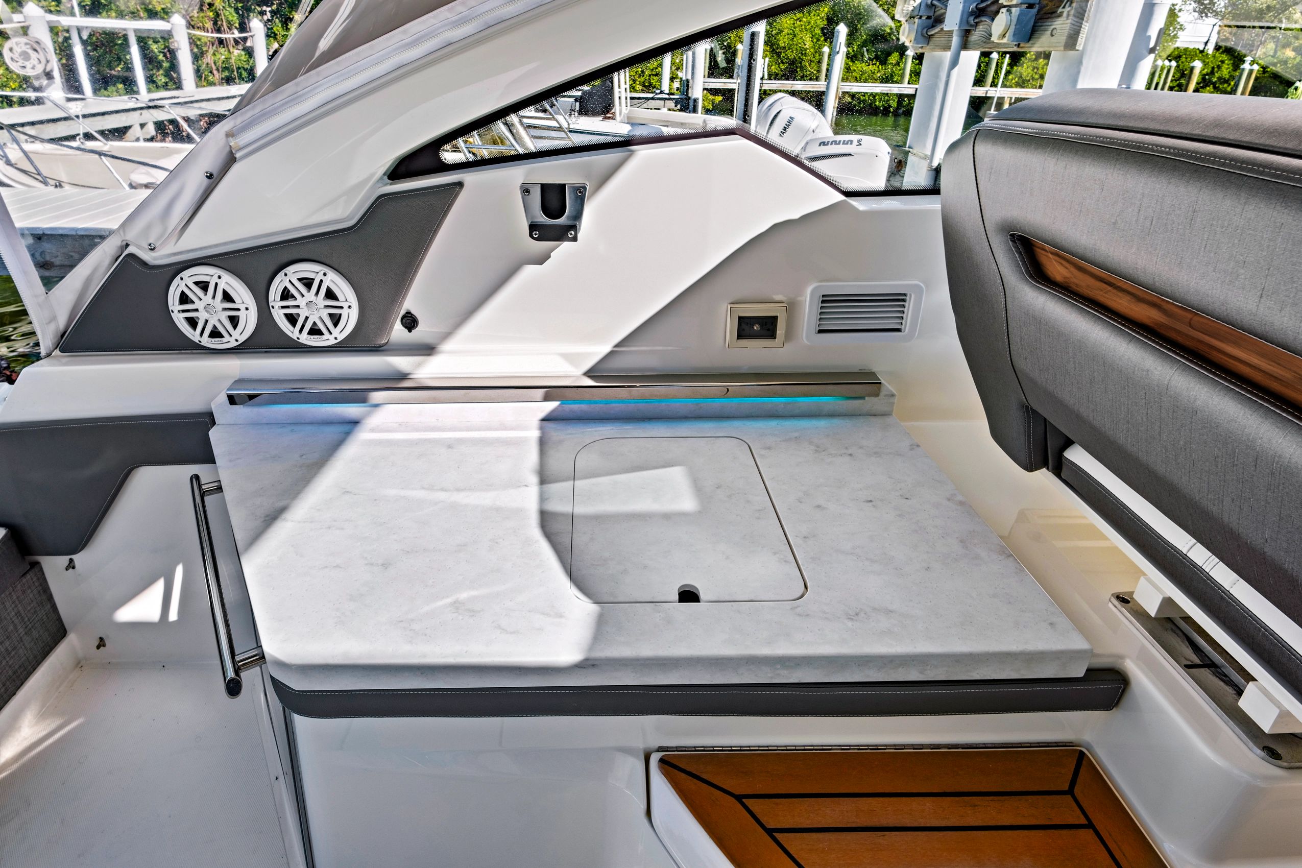 Interior of 2022 Tiara Sport 34LX with modern amenities.