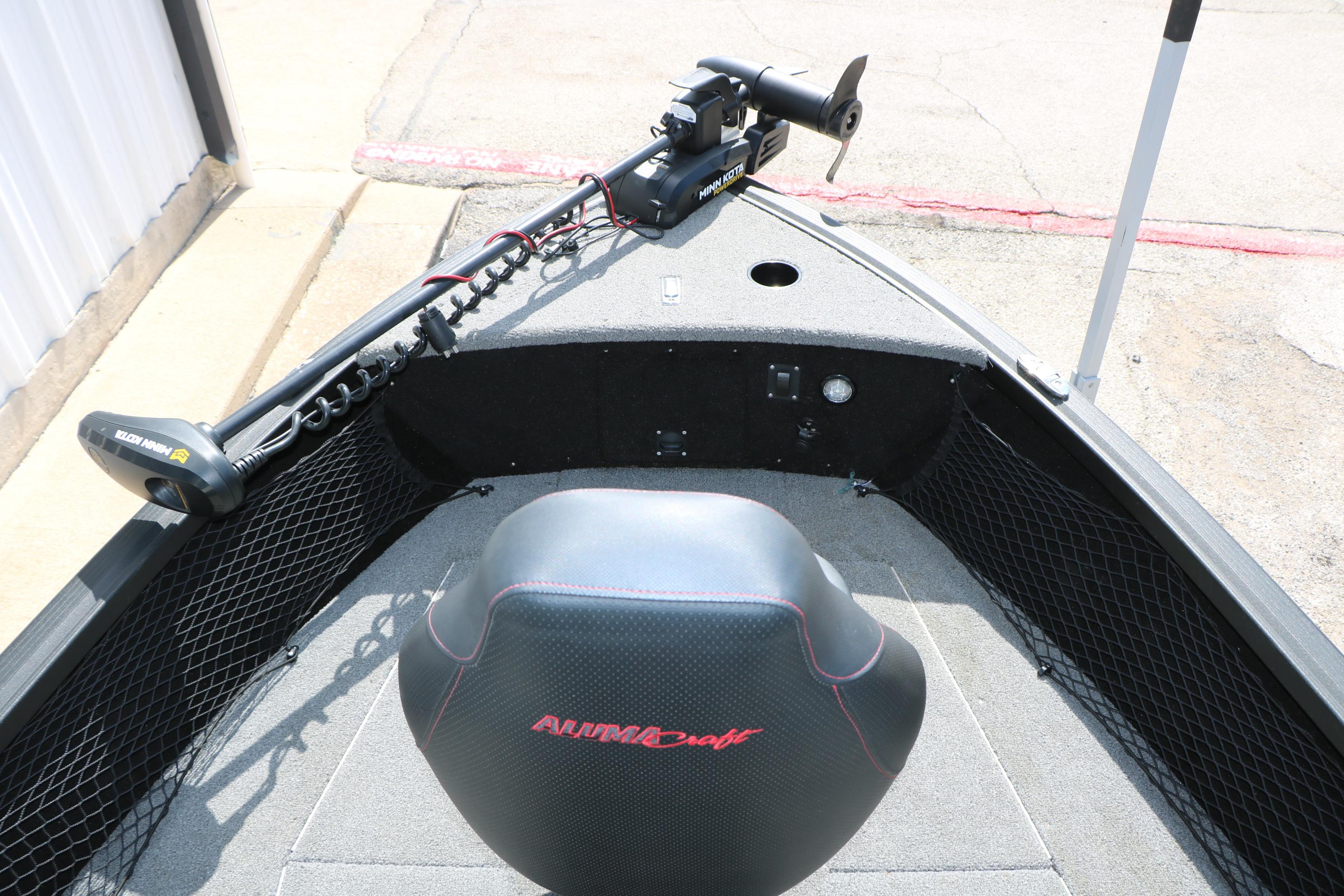2023 Alumacraft Competitor FSX 185 boat interior with Minn Kota trolling motor.