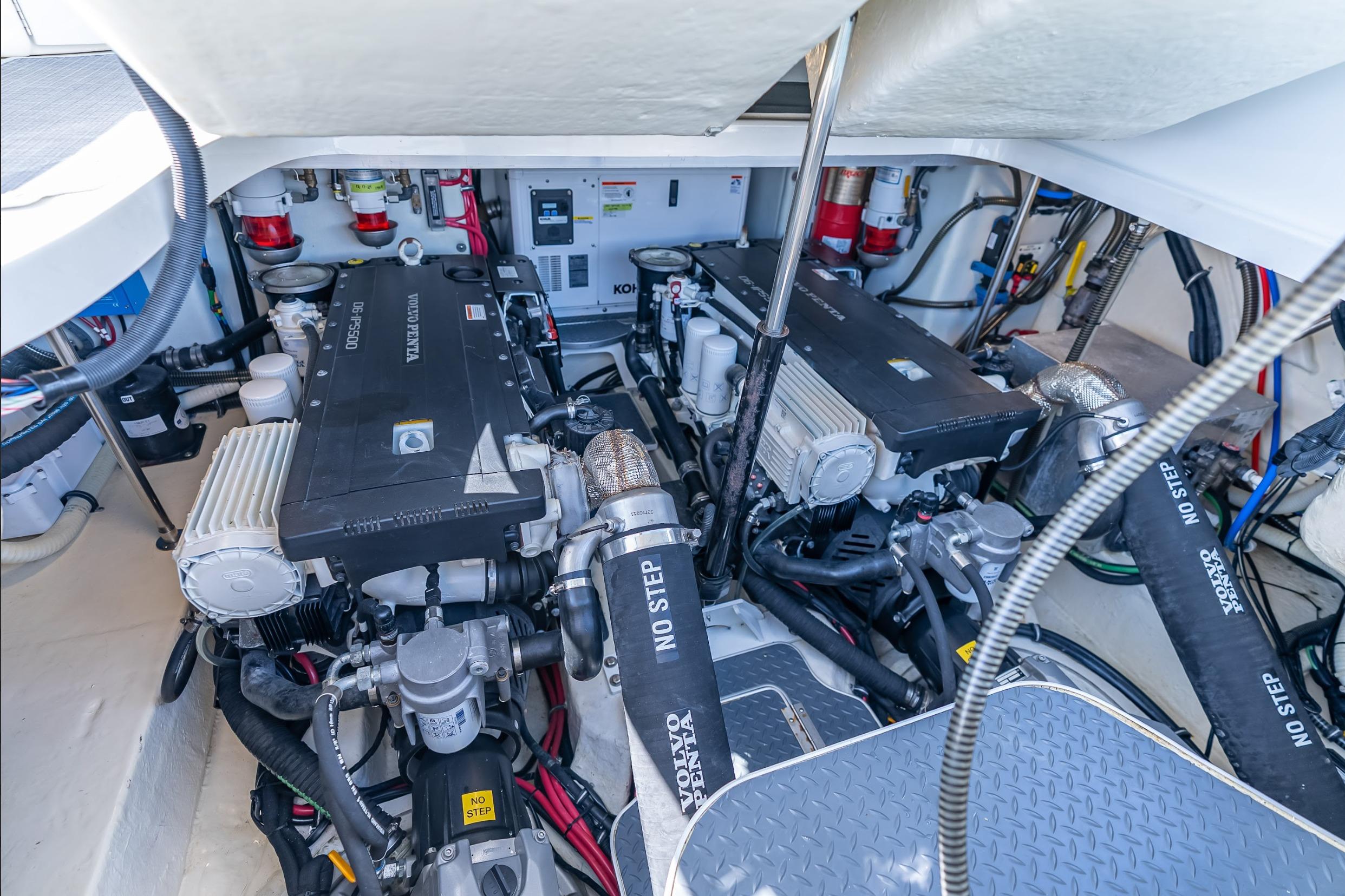 Engine room of 2022 Formula 40 Performance Cruiser with Volvo Penta engines.