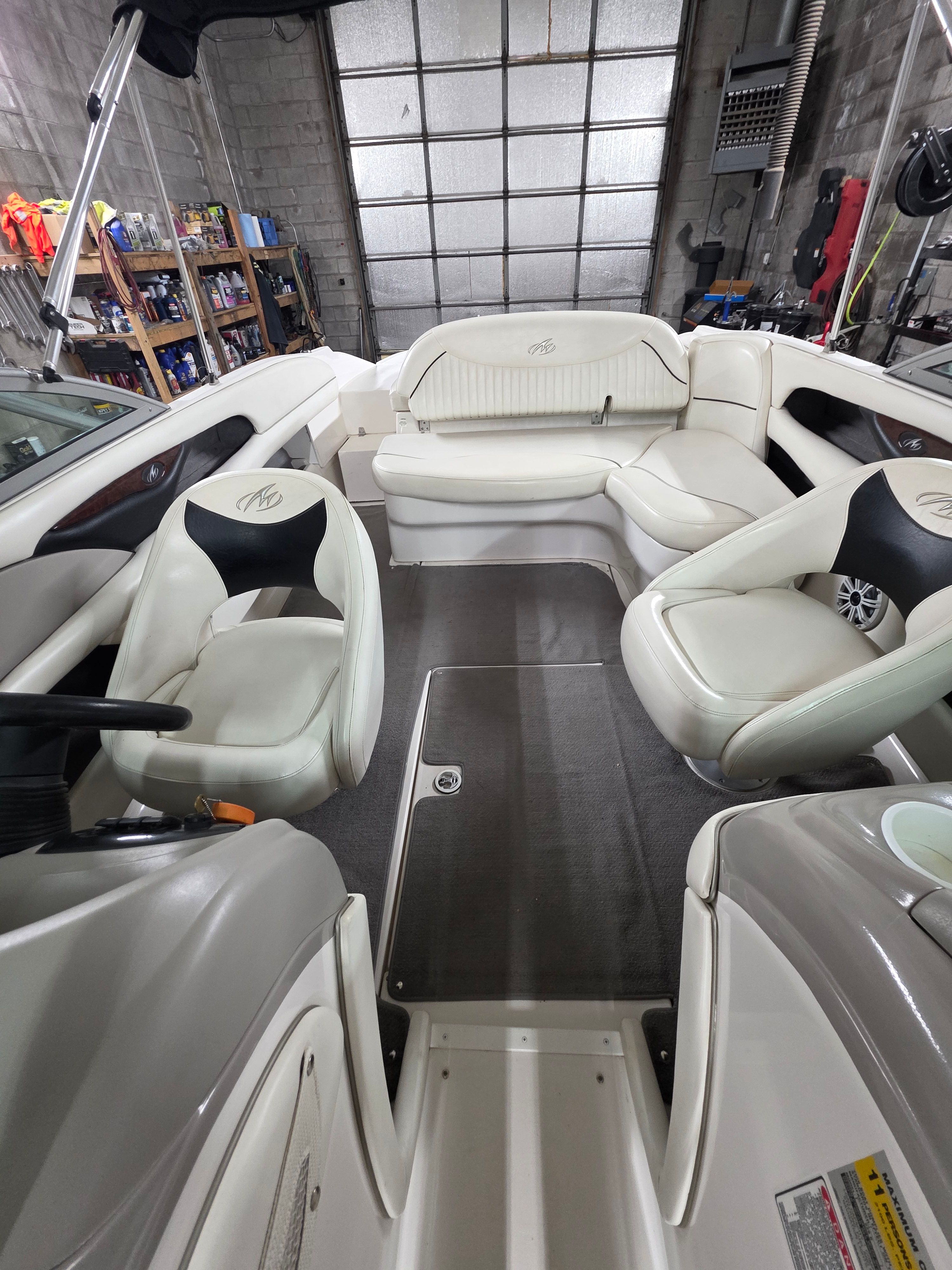 Interior of a 2004 Monterey 228SI Montura Bowrider boat.
