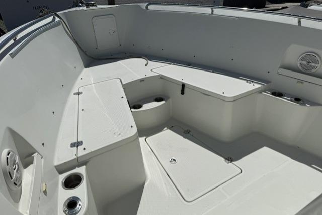 2006 Sailfish 2660 CC boat interior with seating and storage compartments.