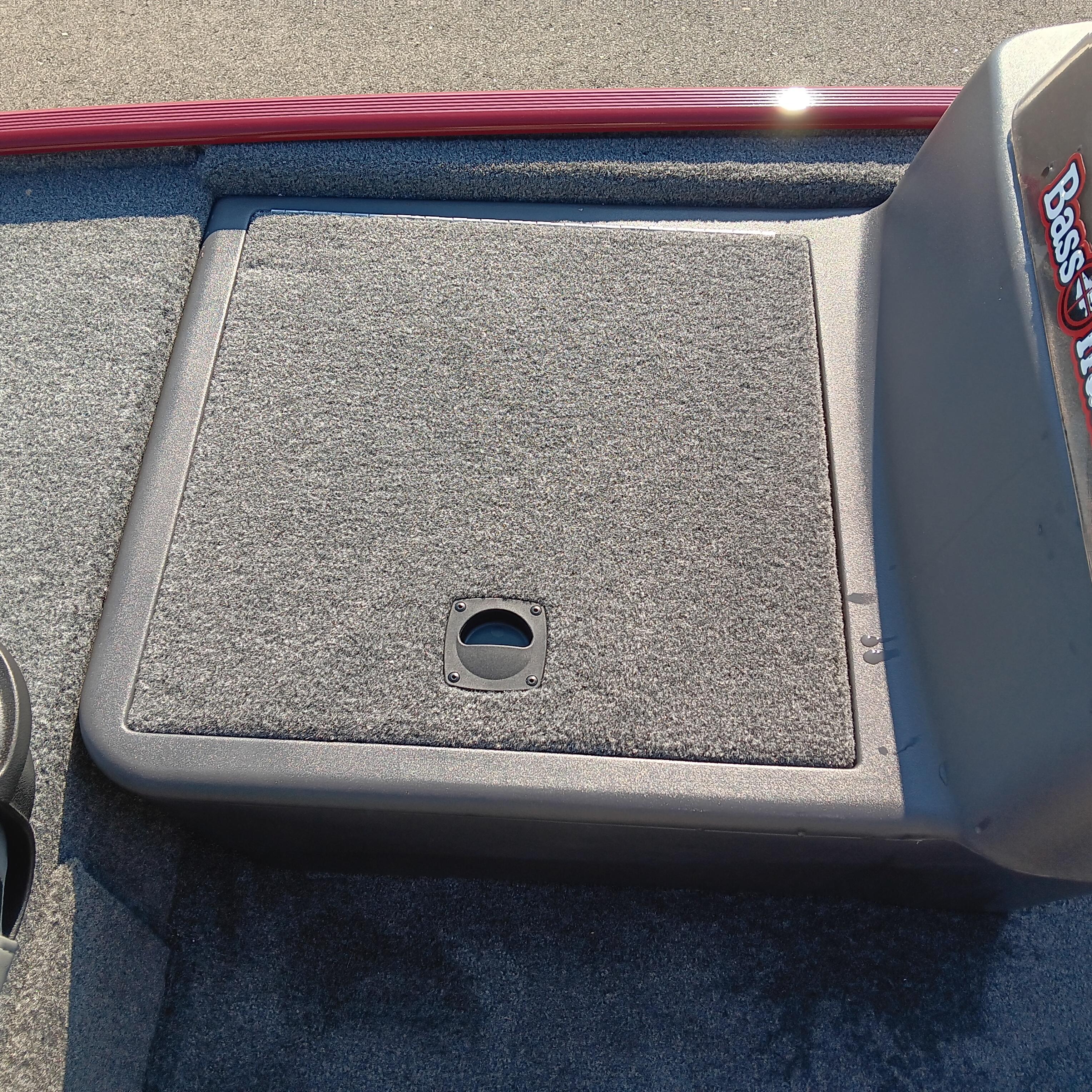 2026 Tracker Bass Tracker Classic XL boat deck with storage compartment.