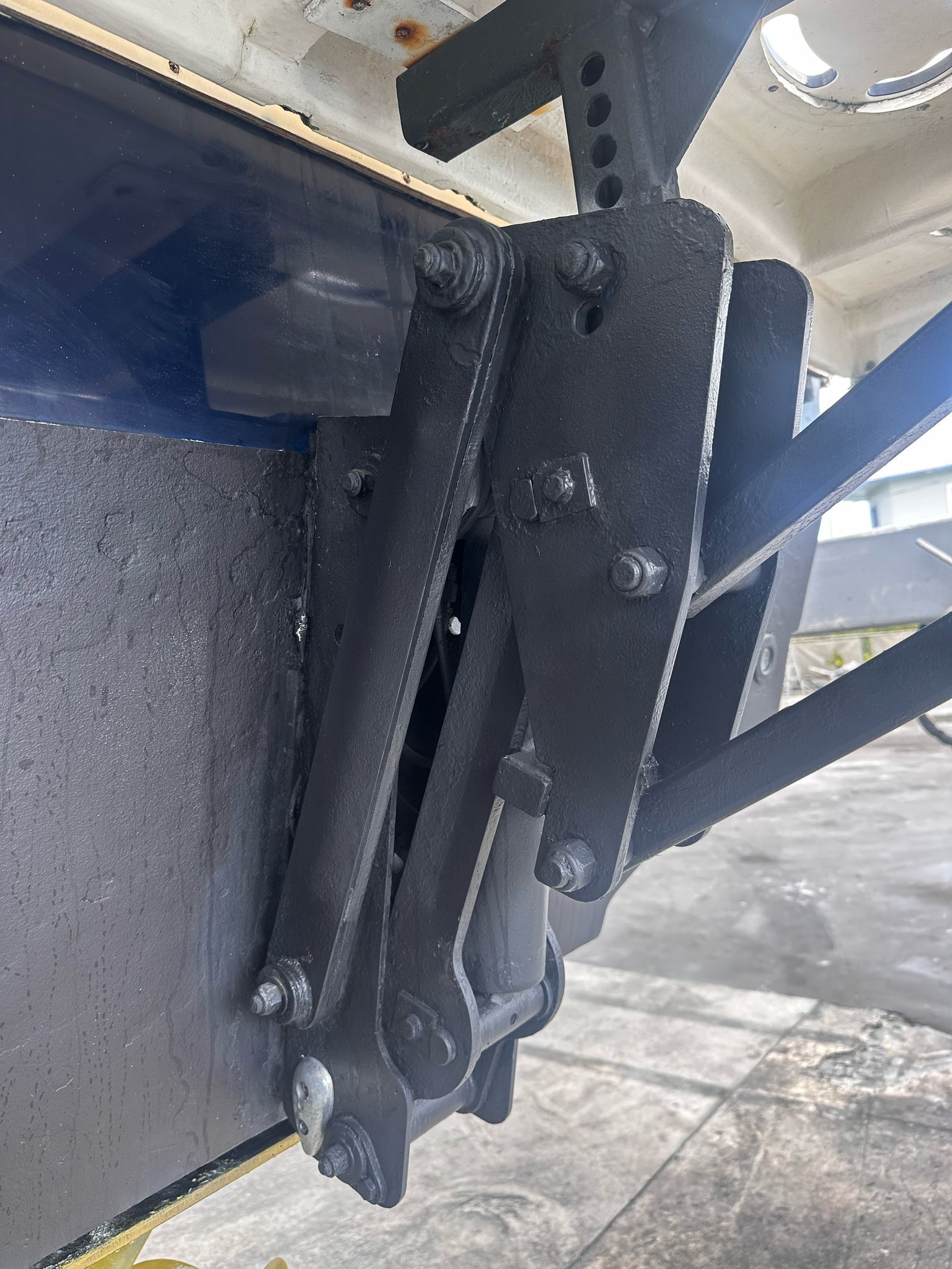 Close-up of a Sea Ray 450 boat component, year 2010.