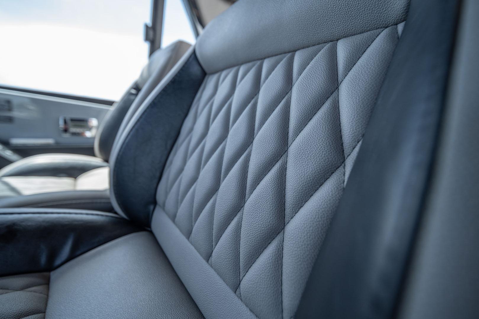 Luxurious quilted leather interior of 2026 Hanover 387 vehicle.