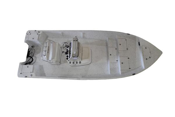 Manufacturer Provided Image: 2021 Blazer Bay 2400 boat, top view, white deck, center console.