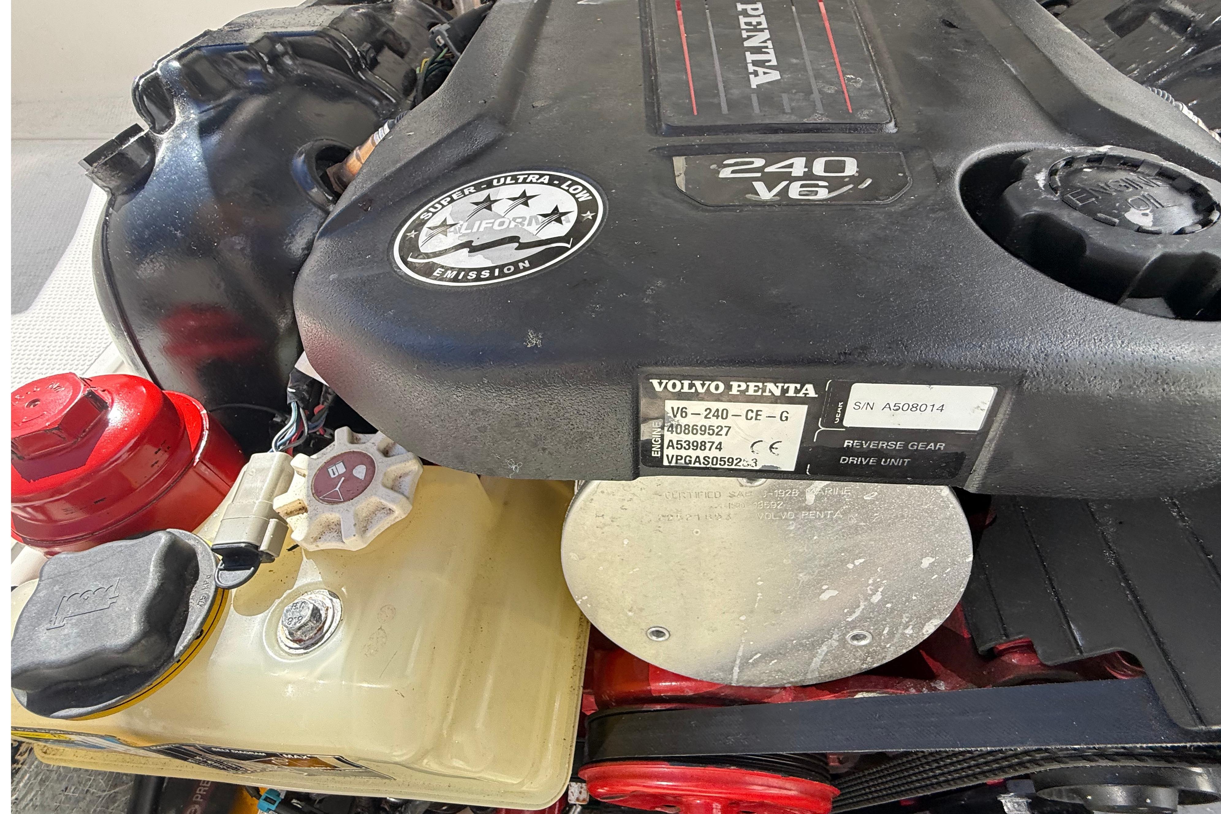 Volvo Penta V6 engine in a 2016 Cutwater 24 boat, showcasing emission standards.