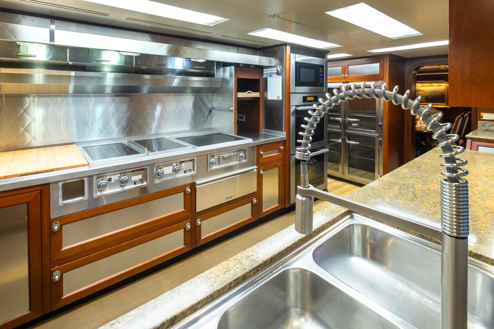 Luxurious kitchen on Delta Marine Flybridge Motoryacht, 1989 model.
