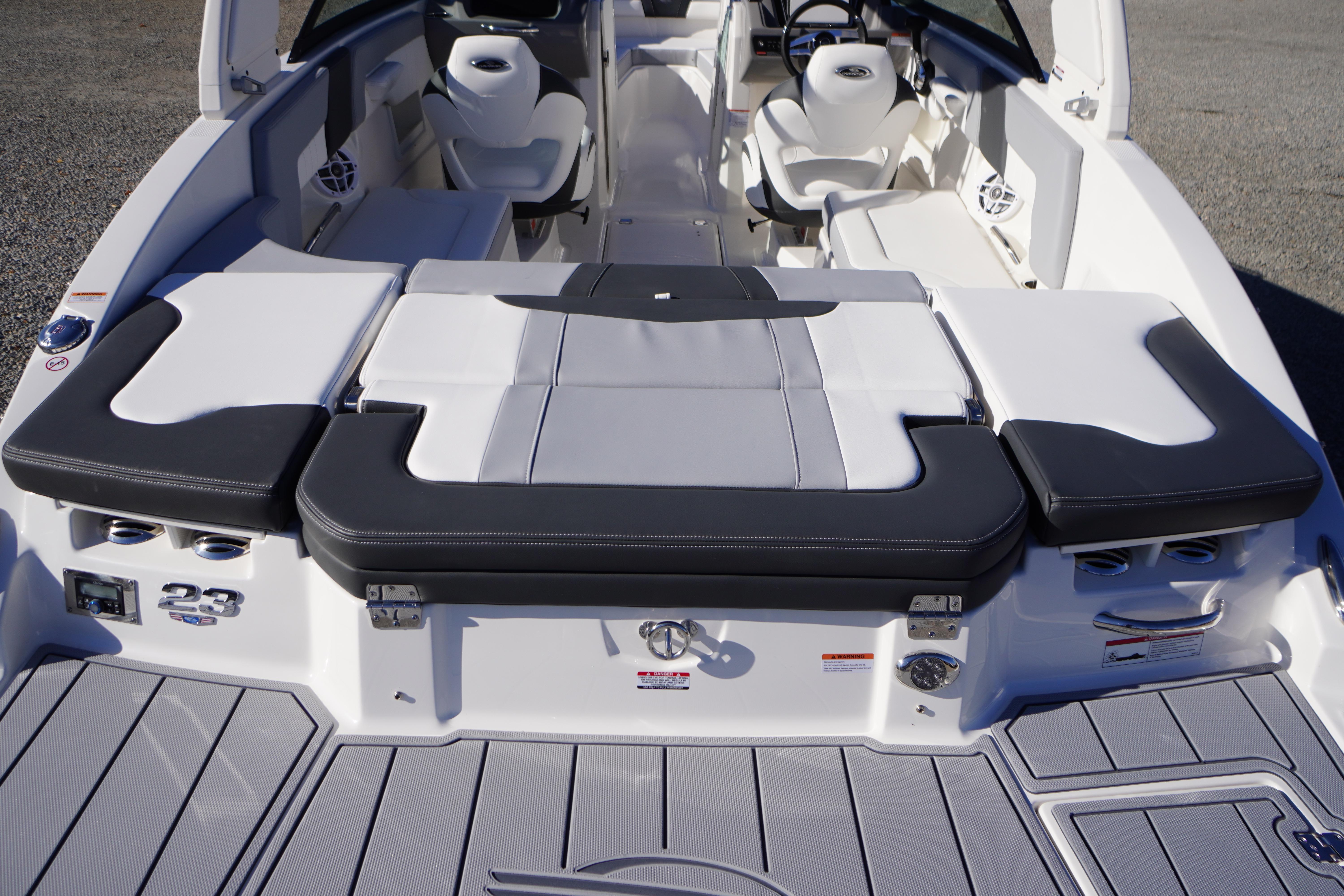 2026 Chaparral 23 SSi boat interior with sleek seating and modern design.
