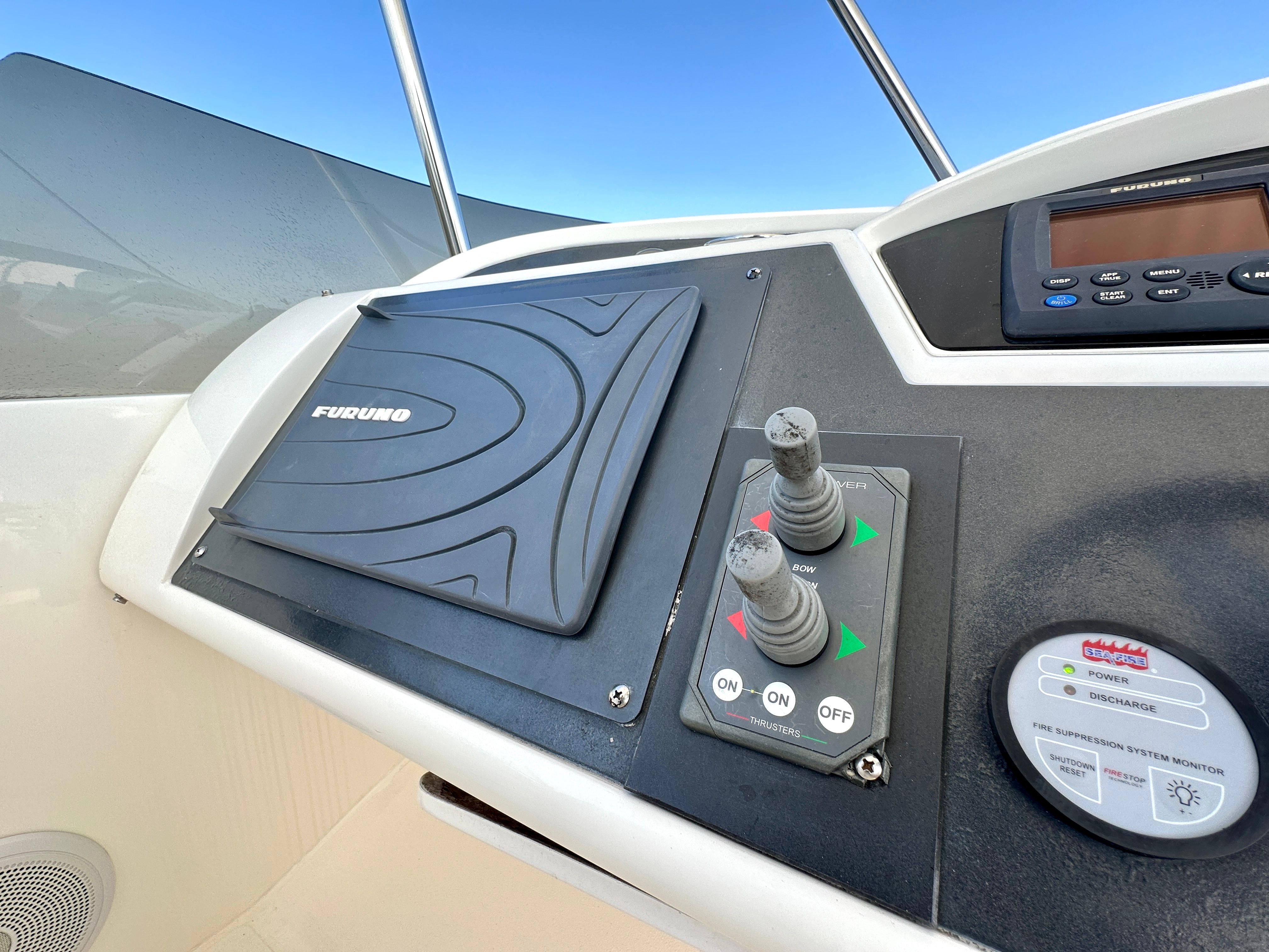 Control panel of 2009 Viking Princess F54 flybridge with Furuno system.