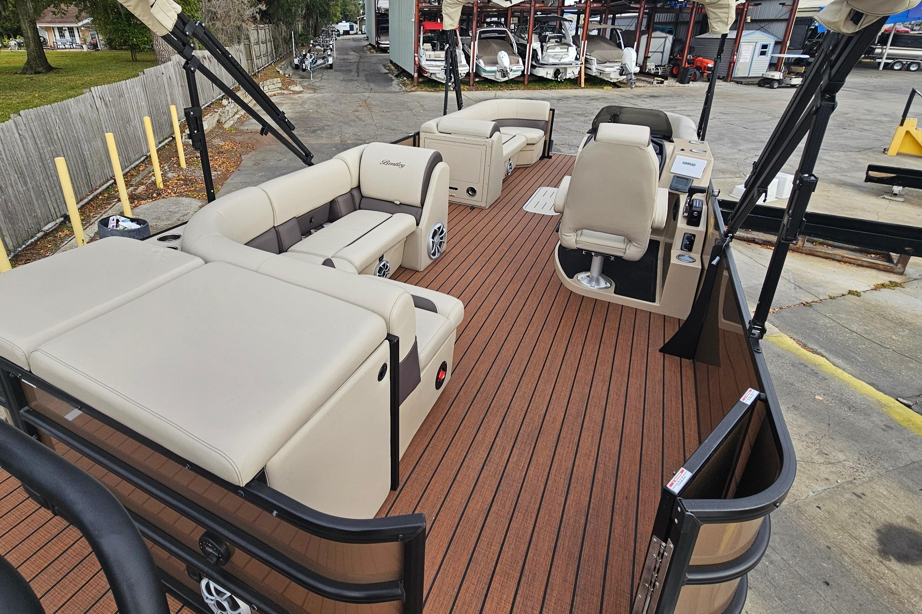 2026 Bentley Pontoons Legacy 243 Cruise with spacious seating and modern design.