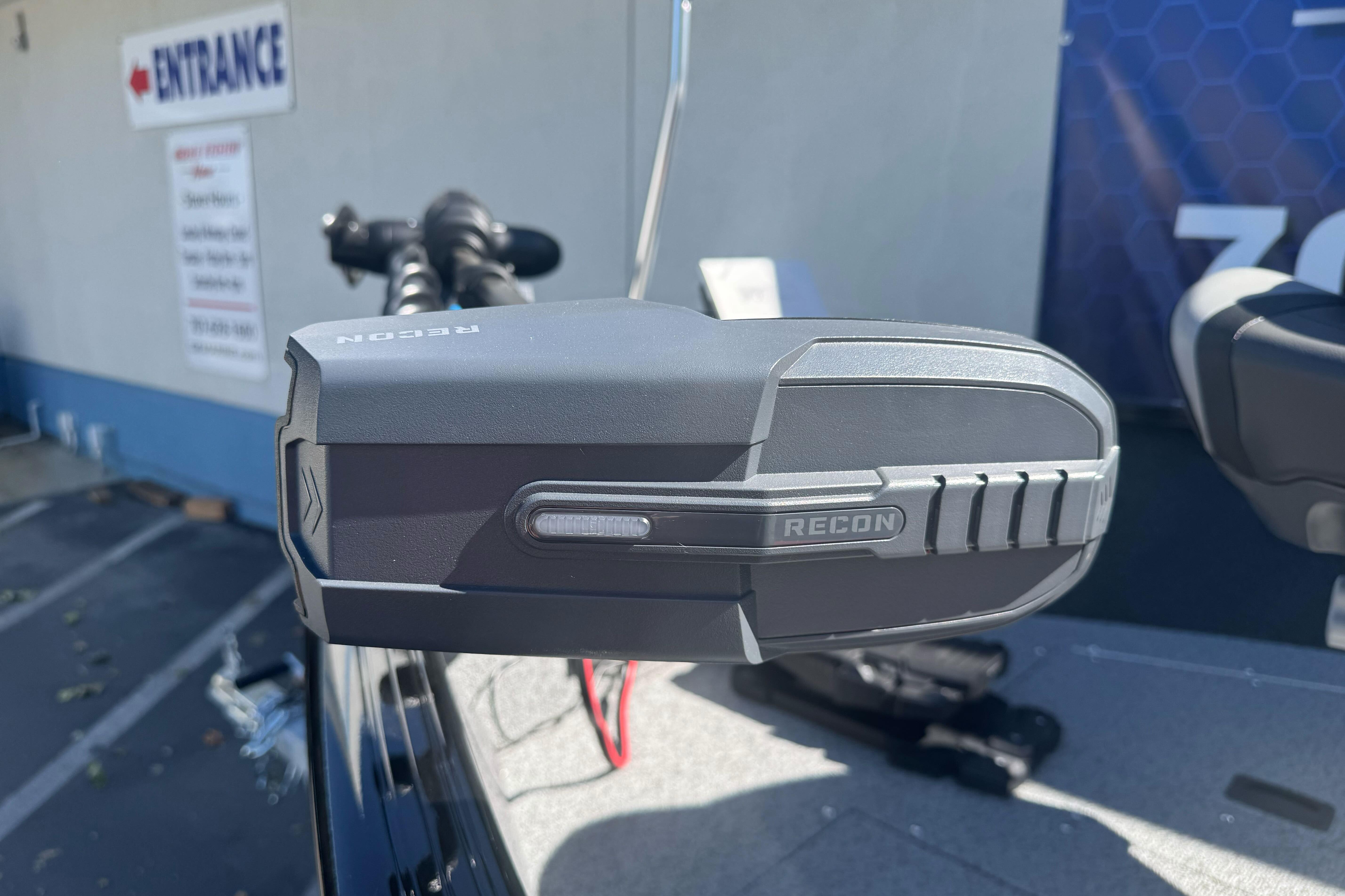 Close-up of a Recon device on a 2026 Lund 1650 Rebel XL SS boat.