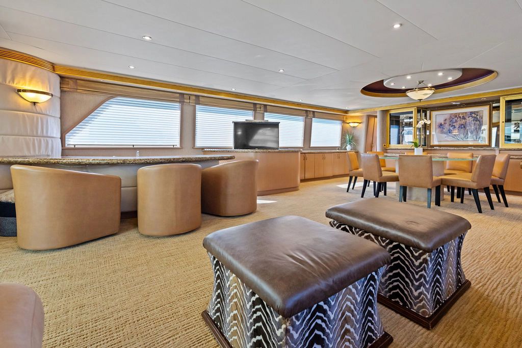 Luxurious interior of a 1999 Westport 112 yacht.