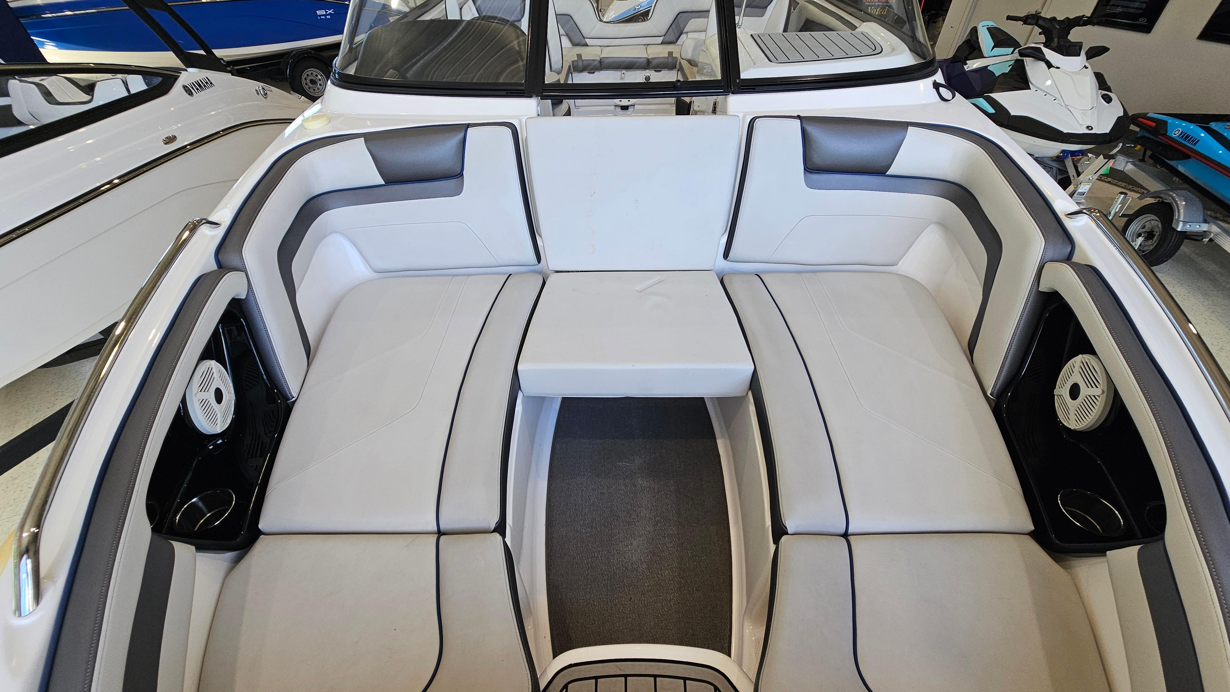 2020 Yamaha Boats SX240 interior with spacious seating and modern design.