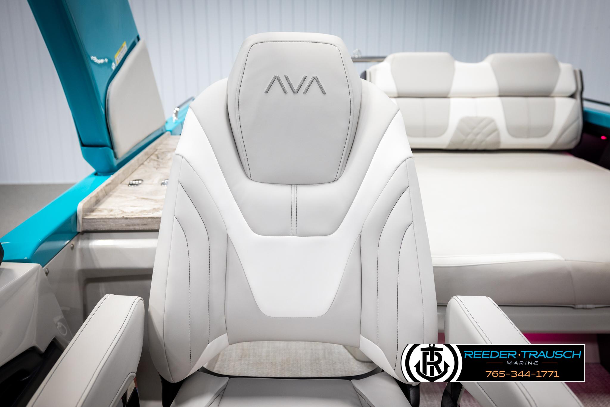 2025 Avalon 2585 Excal VRBW boat interior with luxurious seating and modern design.