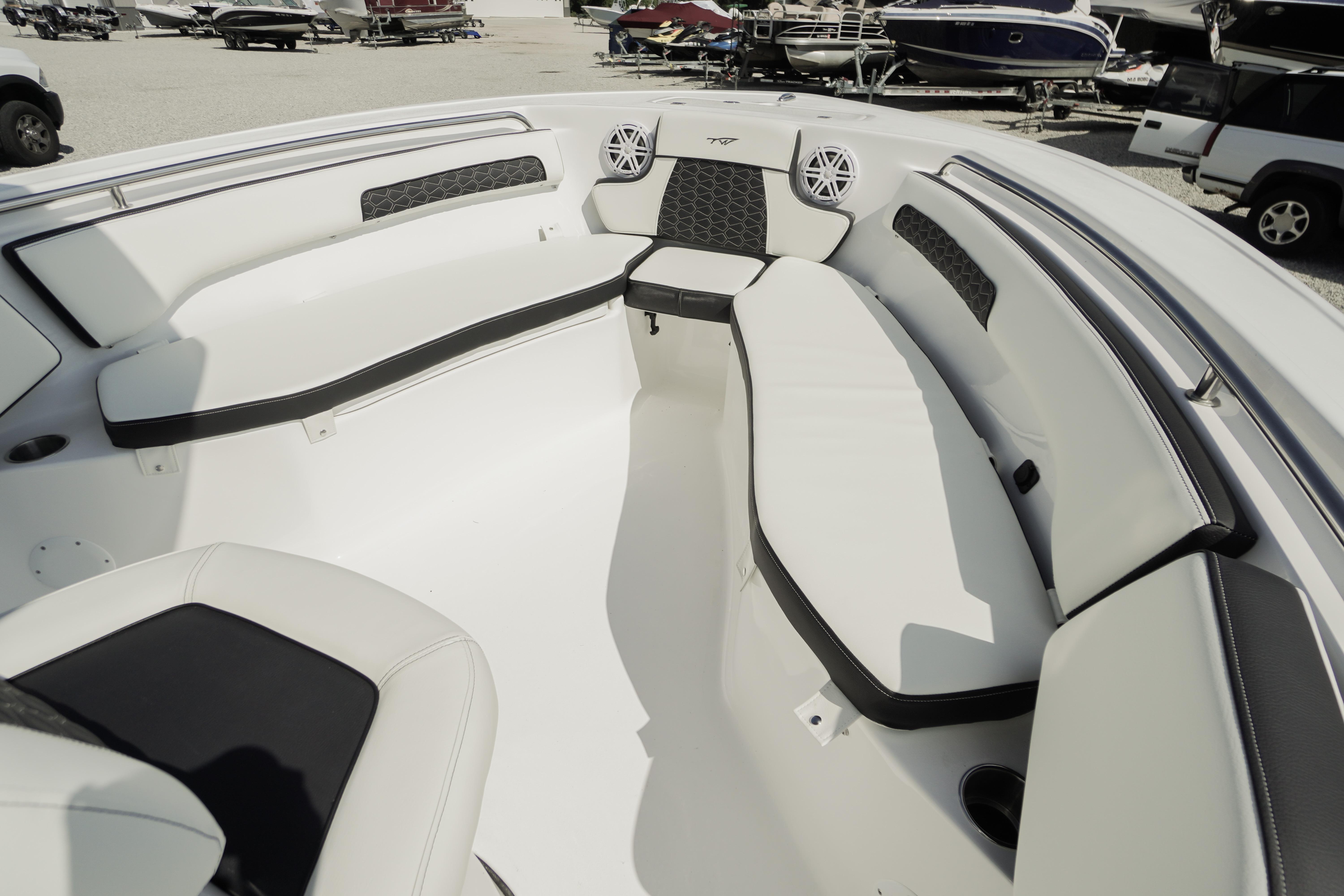 2026 Tidewater 220 CC Adventure boat interior with spacious seating and modern design.