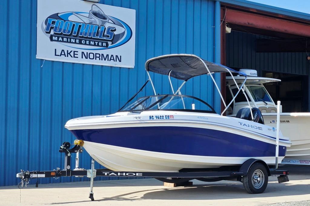 2018 Tahoe 450 TS boat at Foothills Marine Center, Lake Norman.