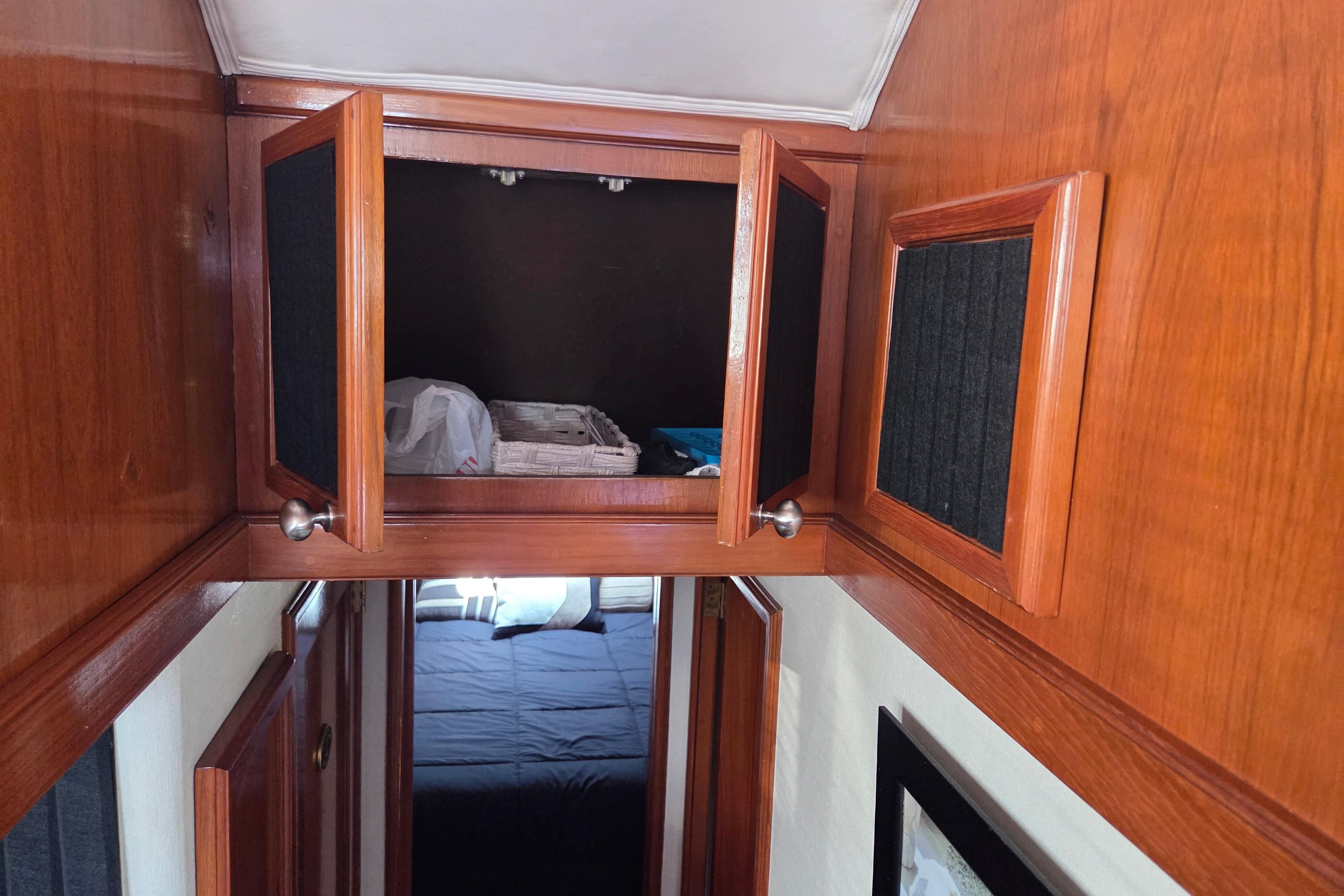 Wooden interior cabinets on a 1990 Egg Harbor Golden Egg 42 boat.
