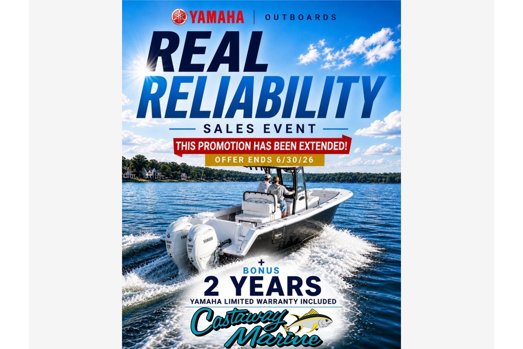 Yamaha Outboards sales event featuring Hurricane SunDeck Sport 205 OB on a lake.