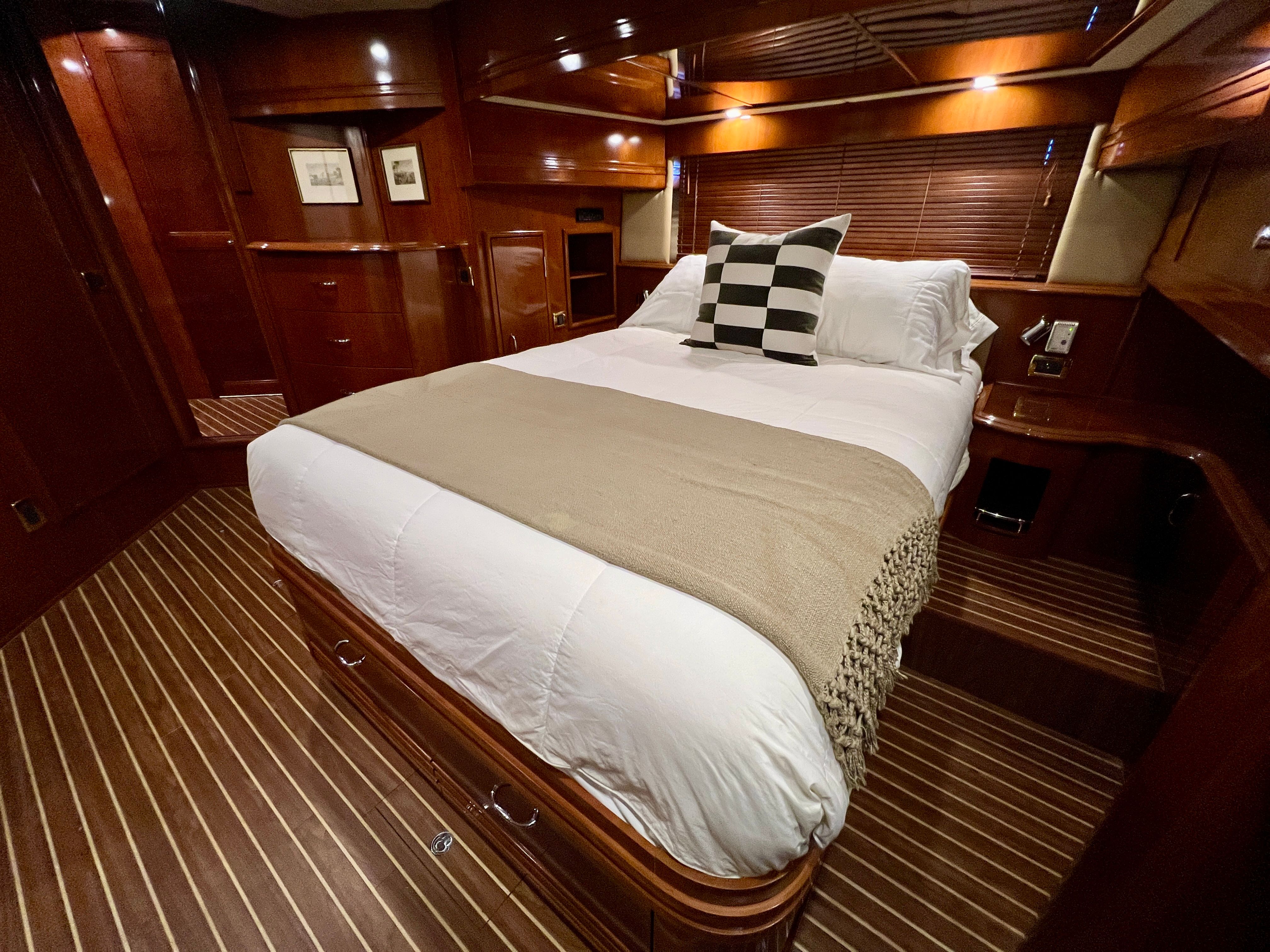 Luxurious cabin of the 2005 Carver 560 Voyager Sky yacht.