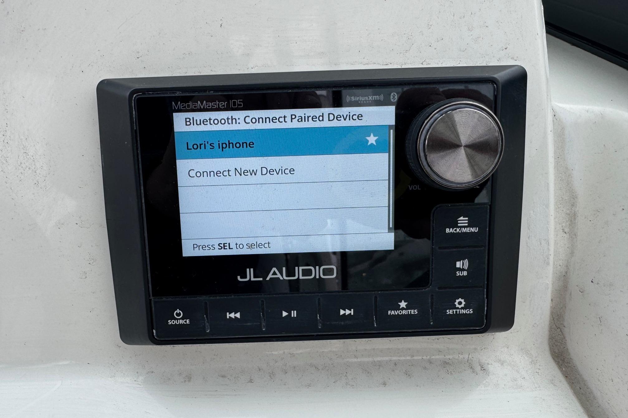 JL Audio MediaMaster 105 display on 2024 Cobia 240 Dual Console boat.
