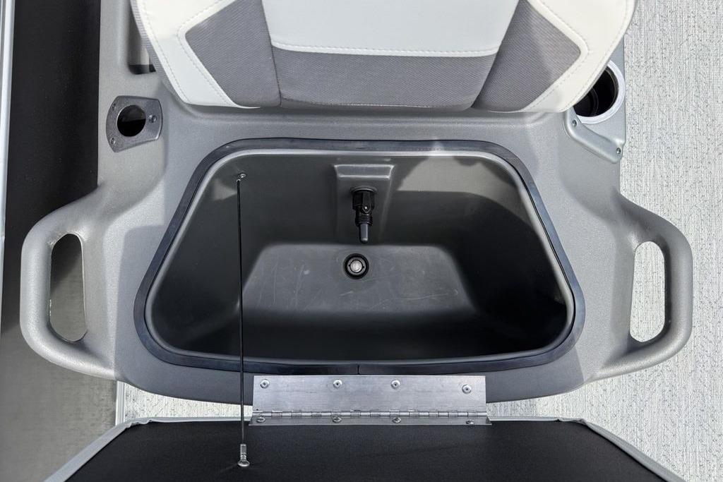 Livewell compartment in 2026 Sun Tracker Bass Buggy 16 XL Select pontoon boat.