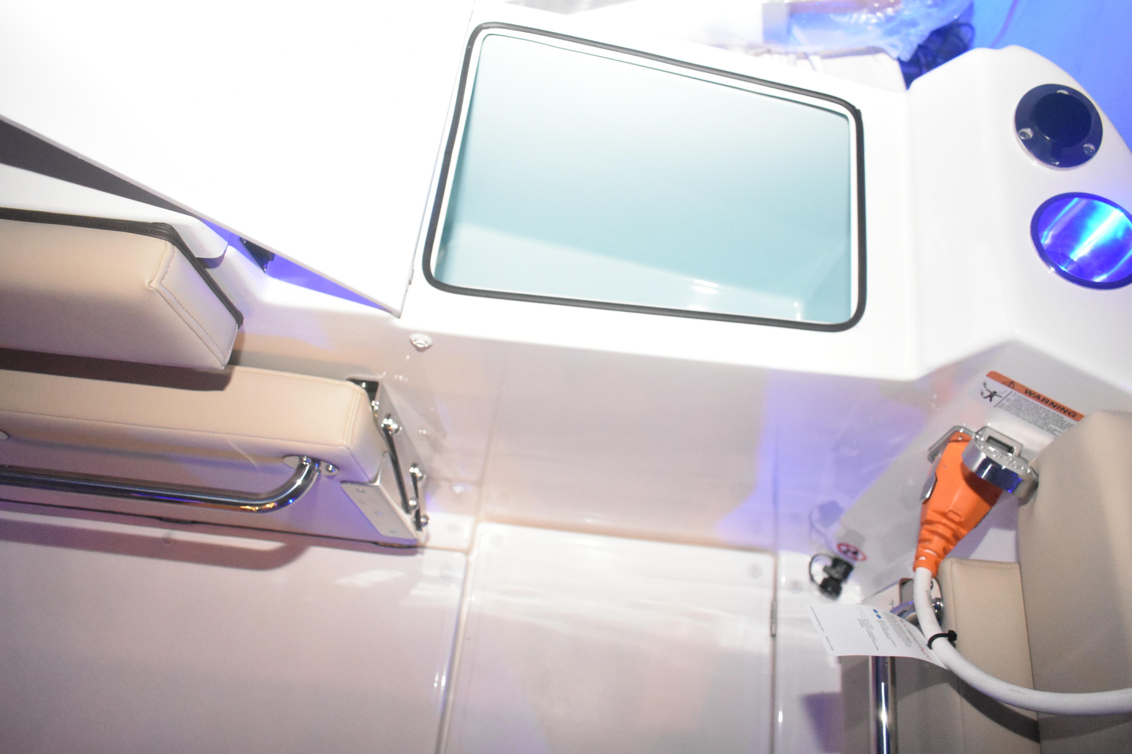 2026 Cutwater C-248 Coupe interior with seating and electrical connections.