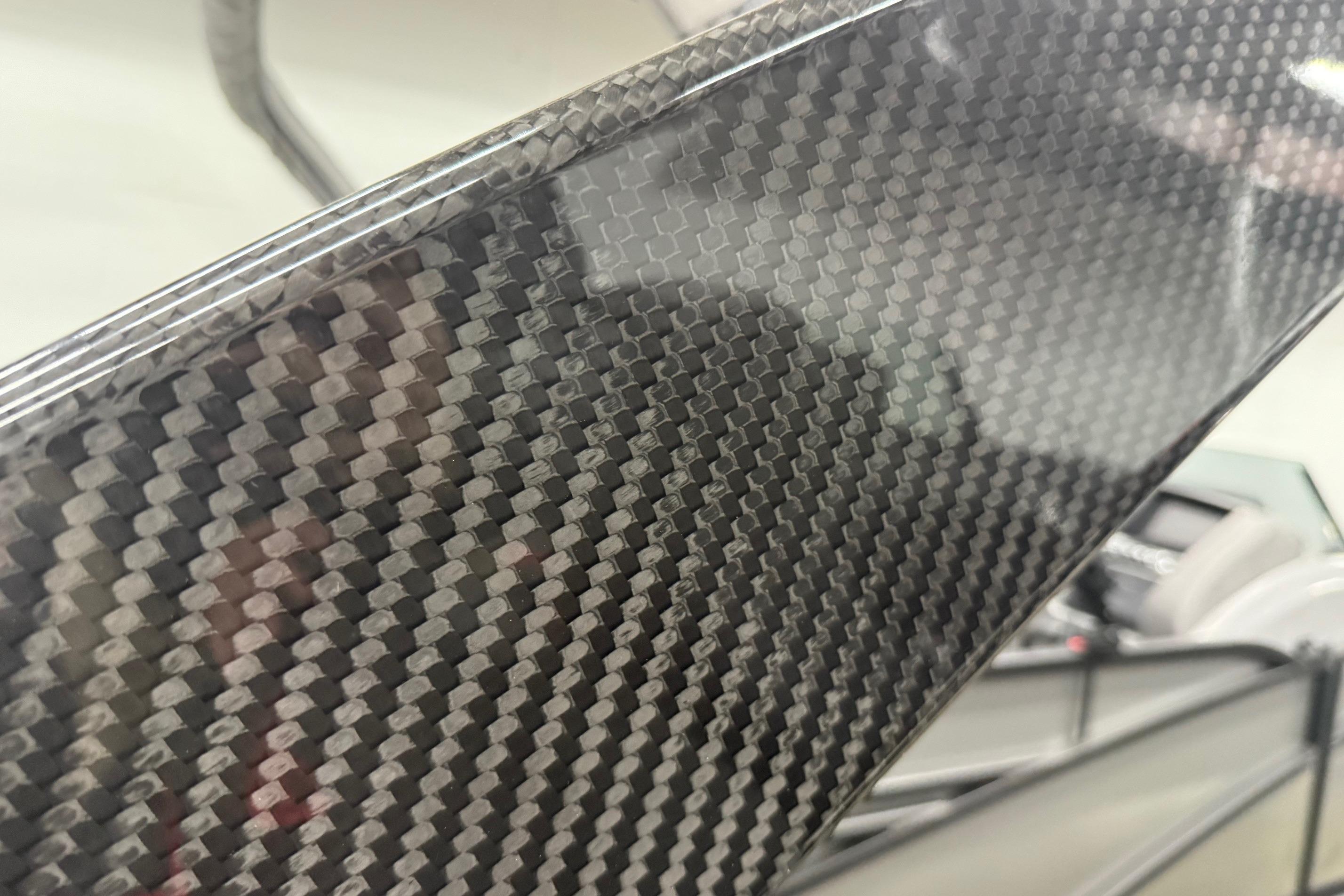 Close-up of carbon fiber detail on 2025 Bennington M Line.